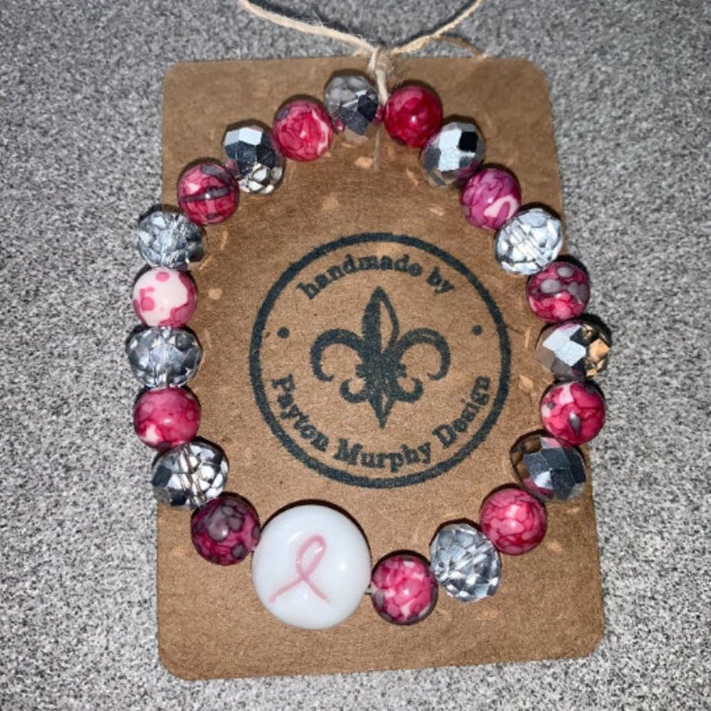 3 for $45 - "Warrior" pink ribbon bracelet